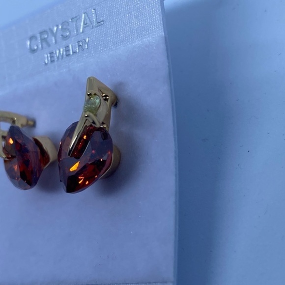 Fashion Crystal Jewelry Earrings Studs Women’s Red Gold - Picture 2 of 6